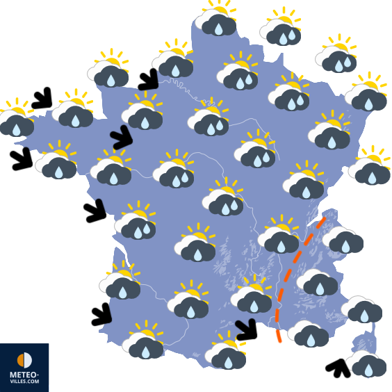 Carte de prévisions du temps du Mercredi 29 octobre 2025
