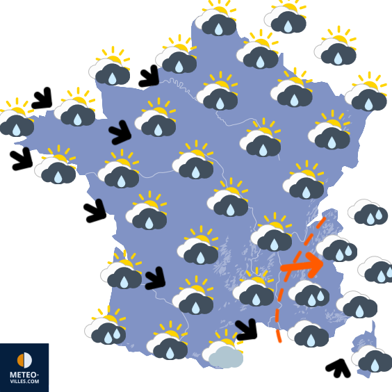 Carte de prévisions du temps du Dimanche 2 novembre 2025