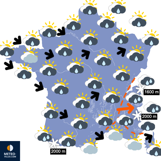 Carte de prévisions du temps du Dimanche 2 novembre 2025