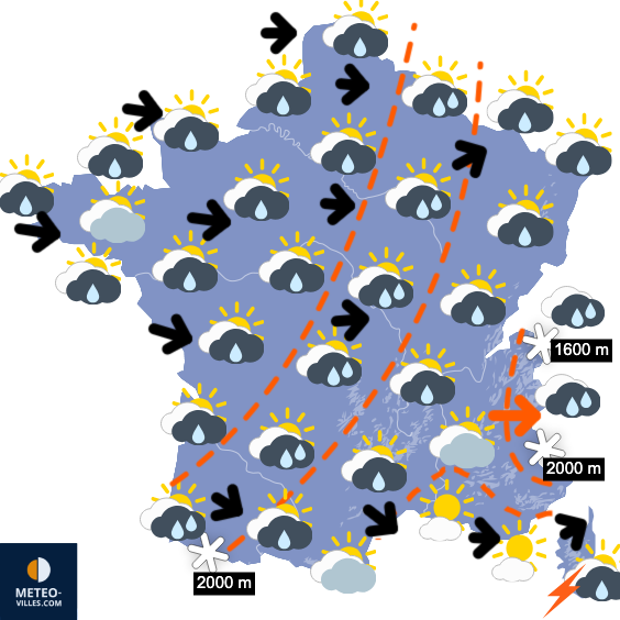 Carte de prévisions du temps du Samedi 1 novembre 2025