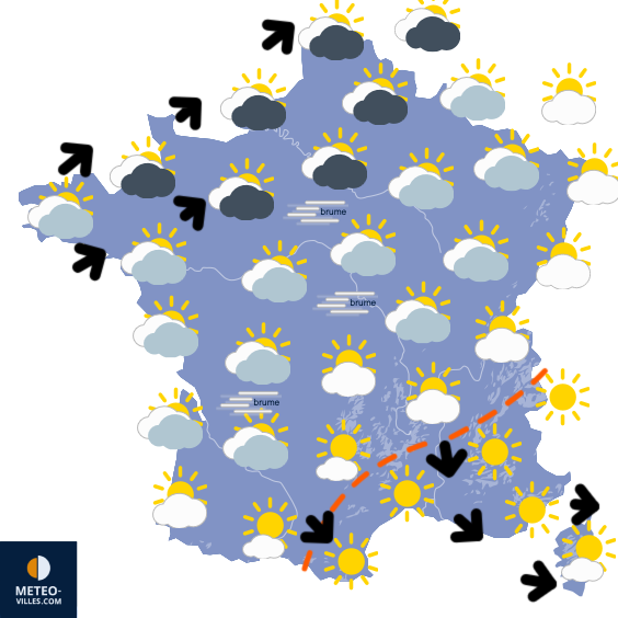 Carte de prévisions du temps du Samedi 1 novembre 2025