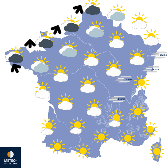 Carte de prévisions du temps du Mercredi 29 octobre 2025
