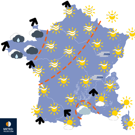 Carte de prévisions du temps du Samedi 1 novembre 2025