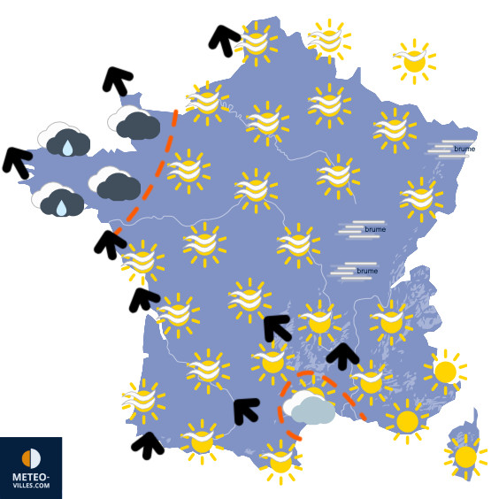 Carte de prévisions du temps du Lundi 3 novembre 2025