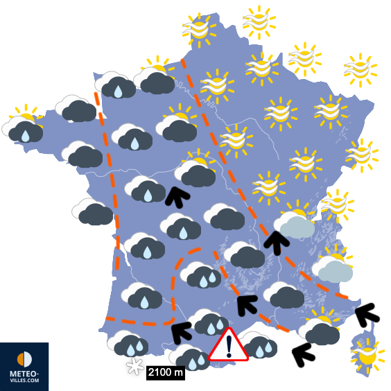 Carte de prévisions du temps du Monday, November 3, 2025