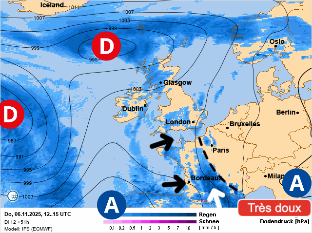 Carte de prévisions d'europe du Jeudi 6 novembre 2025