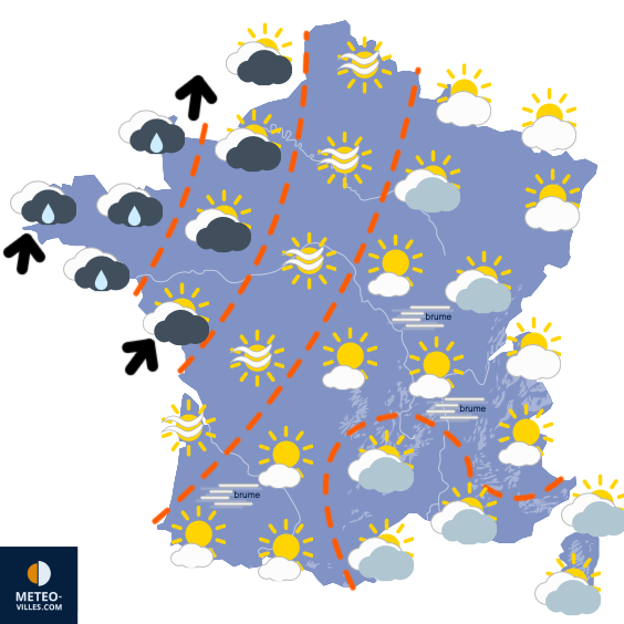 Carte de prévisions du temps du Samedi 1 novembre 2025