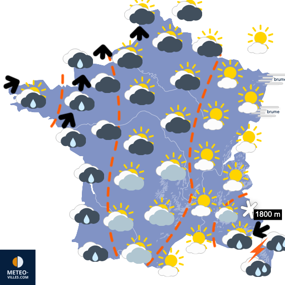 Carte de prévisions du temps du Jeudi 6 novembre 2025