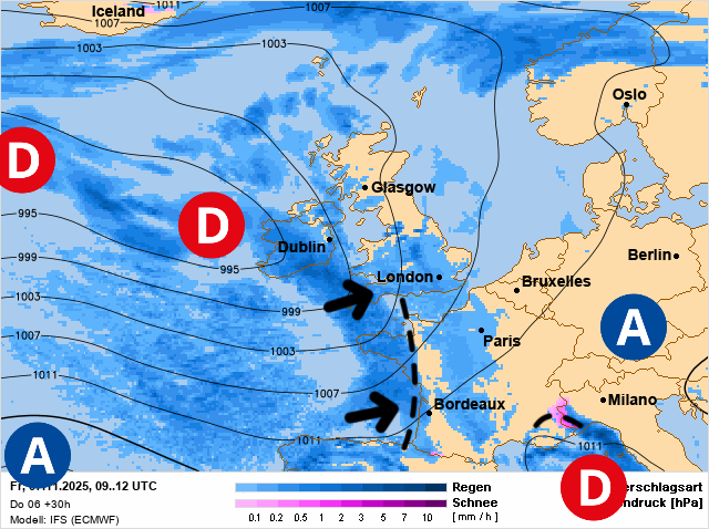 Carte de prévisions d'europe du Vendredi 7 novembre 2025