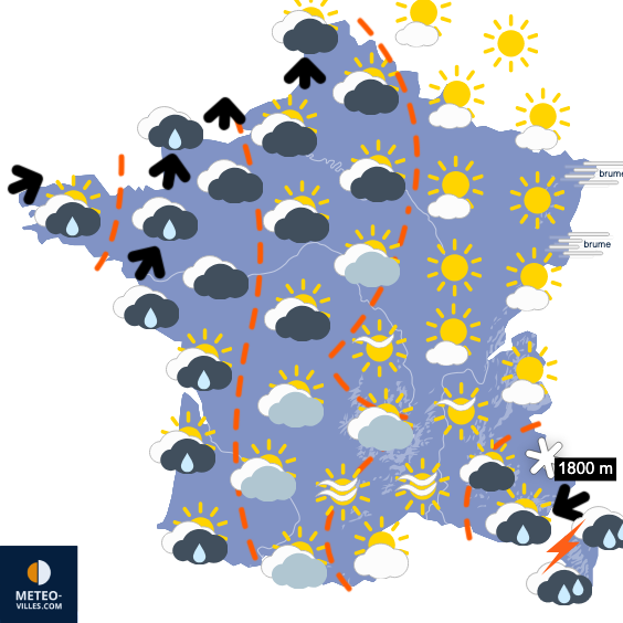 Carte de prévisions du temps du Vendredi 7 novembre 2025