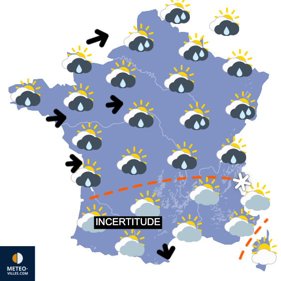 Carte de prévisions du temps du Samedi 1 novembre 2025