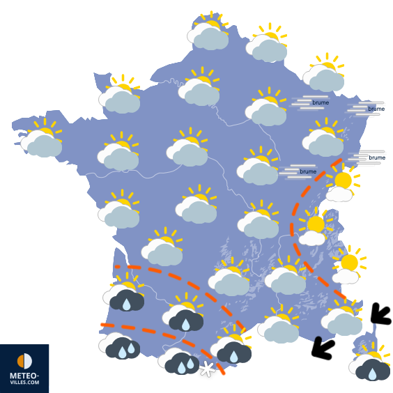 Carte de prévisions du temps du Samedi 8 novembre 2025