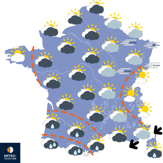 Carte de prévisions du temps du Samedi 8 novembre 2025