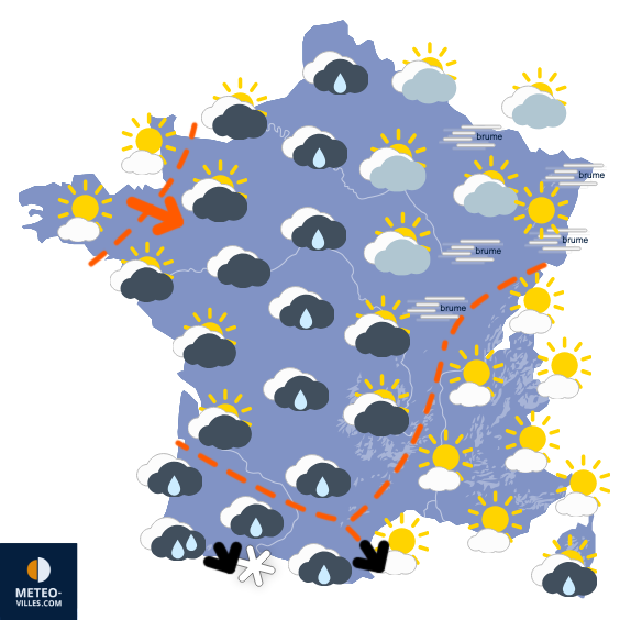 Carte de prévisions du temps du Jeudi 6 novembre 2025