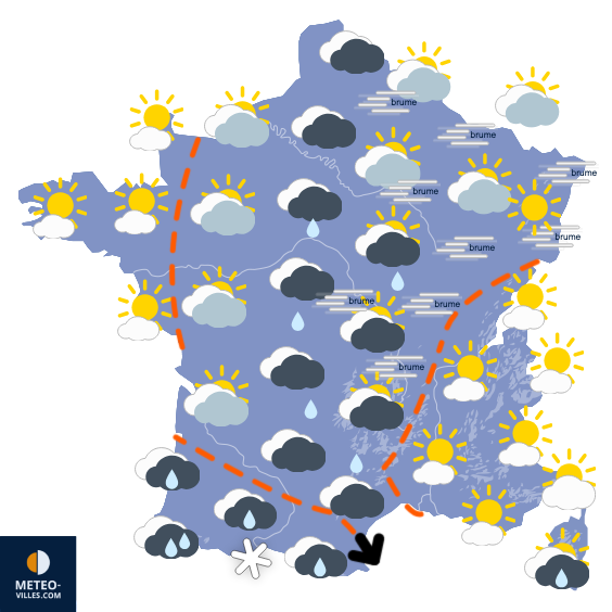 Carte de prévisions du temps du Vendredi 7 novembre 2025