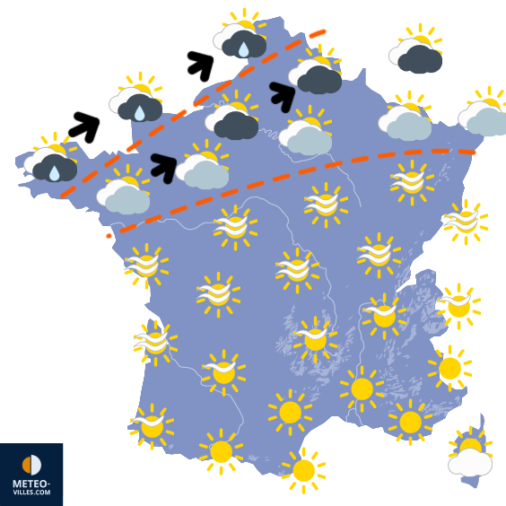 Carte de prévisions du temps du Samedi 1 novembre 2025