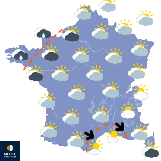 Carte de prévisions du temps du Dimanche 9 novembre 2025