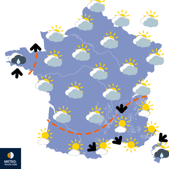 Carte de prévisions du temps du Dimanche 9 novembre 2025