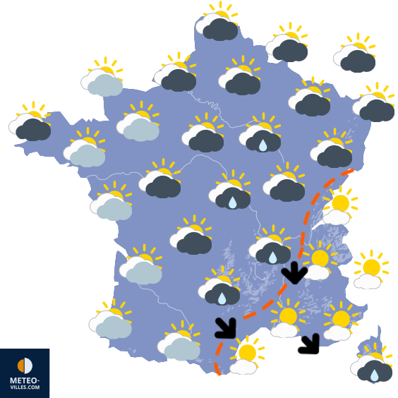Carte de prévisions du temps du Dimanche 9 novembre 2025