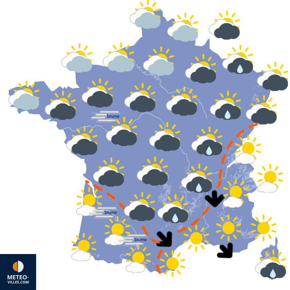 Carte de prévisions du temps du Jeudi 6 novembre 2025