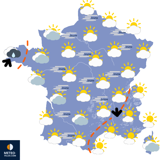 Carte de prévisions du temps du Tuesday, November 4, 2025