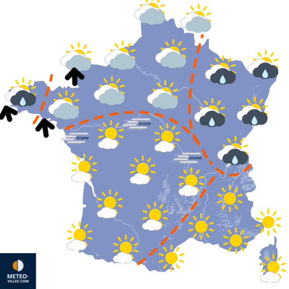 Carte de prévisions du temps du Jeudi 6 novembre 2025