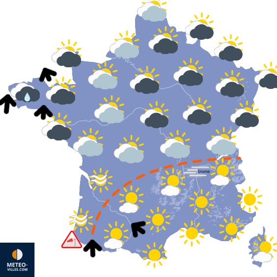 Carte de prévisions du temps du Friday, November 7, 2025