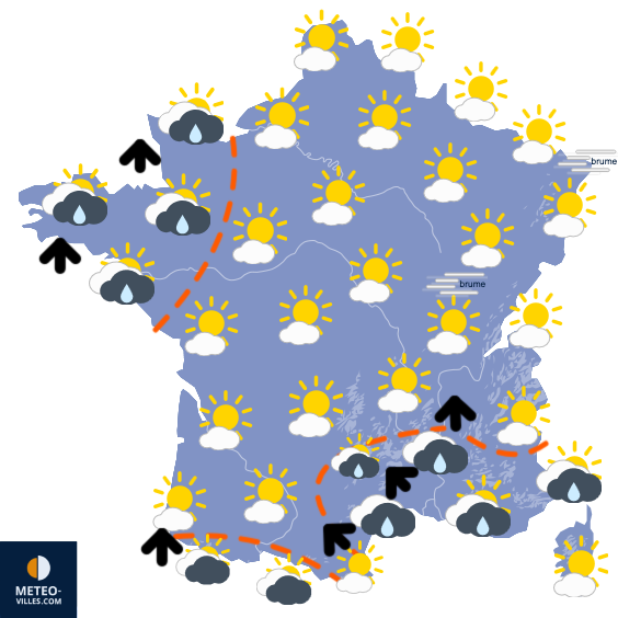Carte de prévisions du temps du Jeudi 6 novembre 2025