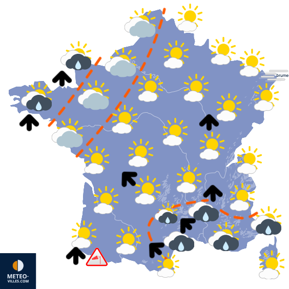 Carte de prévisions du temps du Dimanche 9 novembre 2025