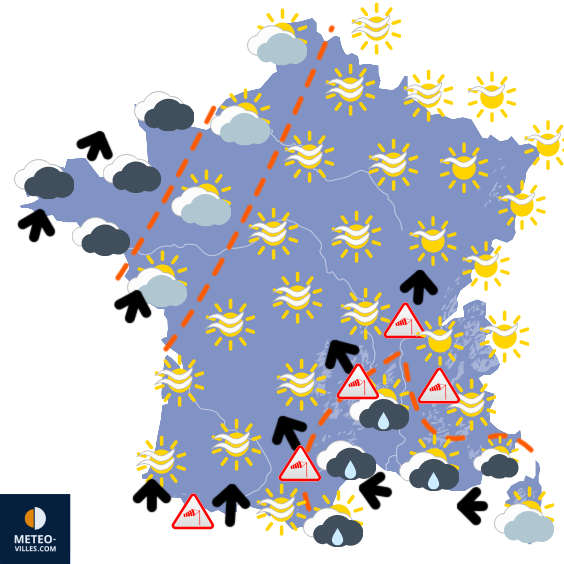 Carte de prévisions du temps du Dimanche 9 novembre 2025