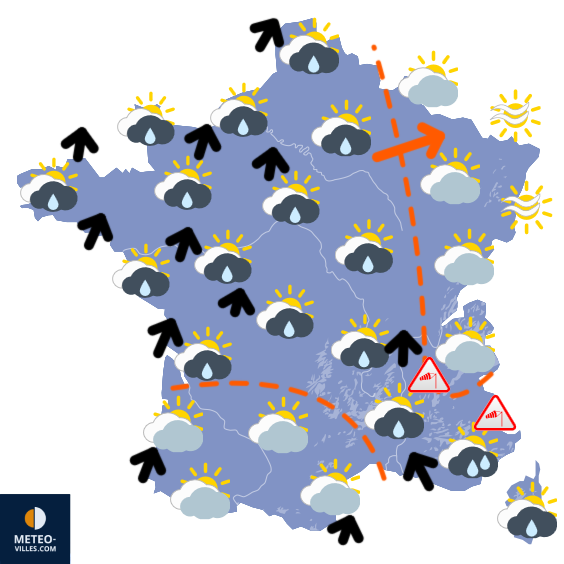 Carte de prévisions du temps du Samedi 8 novembre 2025