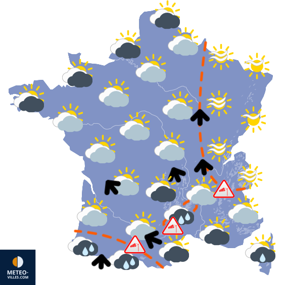 Carte de prévisions du temps du Dimanche 9 novembre 2025