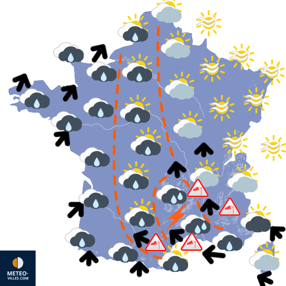 Carte de prévisions du temps du Dimanche 9 novembre 2025