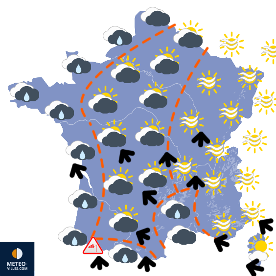 Carte de prévisions du temps du Mardi 11 novembre 2025
