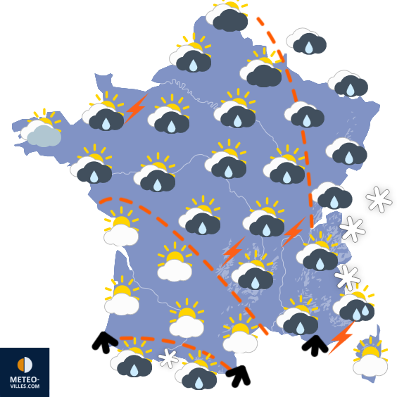Carte de prévisions du temps du Mardi 11 novembre 2025