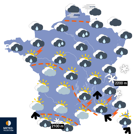 Carte de prévisions du temps du Samedi 15 novembre 2025