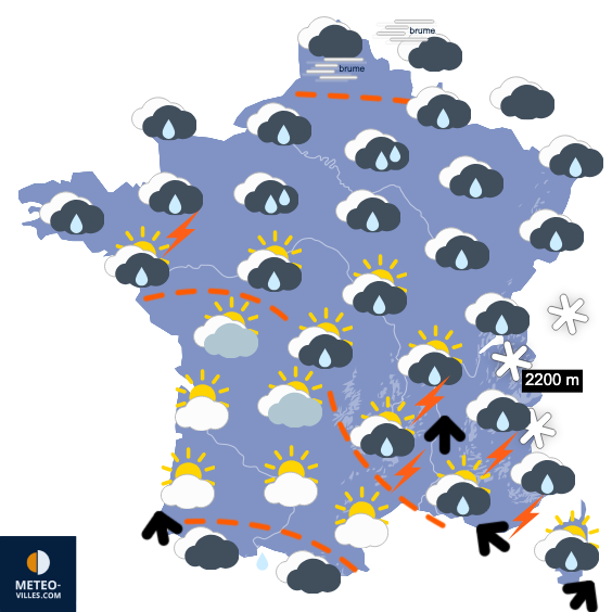 Carte de prévisions du temps du Samedi 15 novembre 2025
