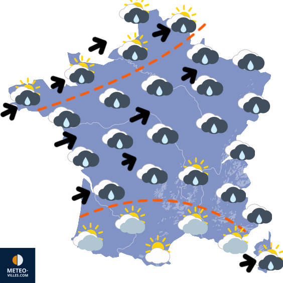 Carte de prévisions du temps du Dimanche 16 novembre 2025