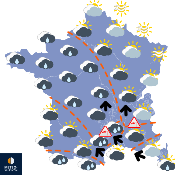 Carte de prévisions du temps du Dimanche 16 novembre 2025