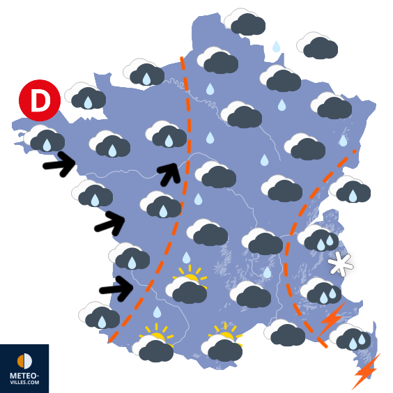 Carte de prévisions du temps du Dimanche 16 novembre 2025