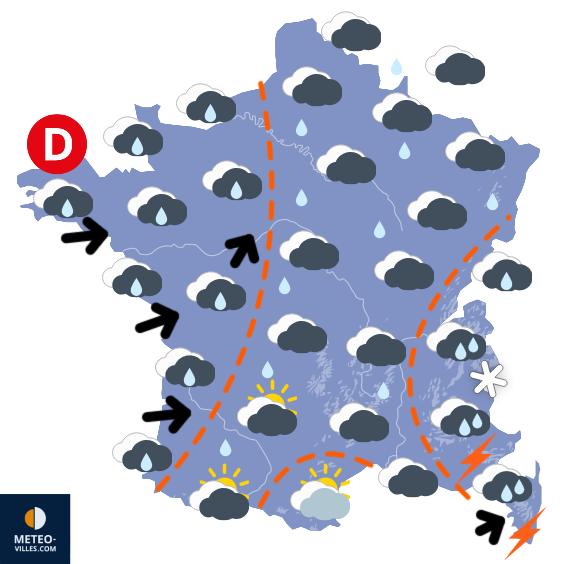 Carte de prévisions du temps du Dimanche 9 novembre 2025