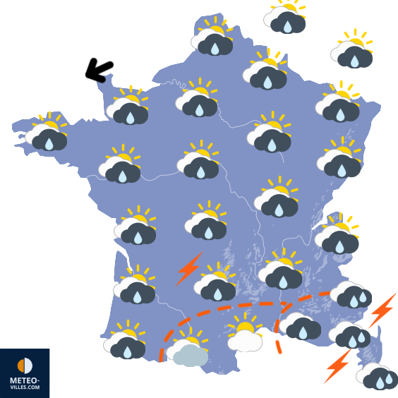 Carte de prévisions du temps du Mardi 11 novembre 2025