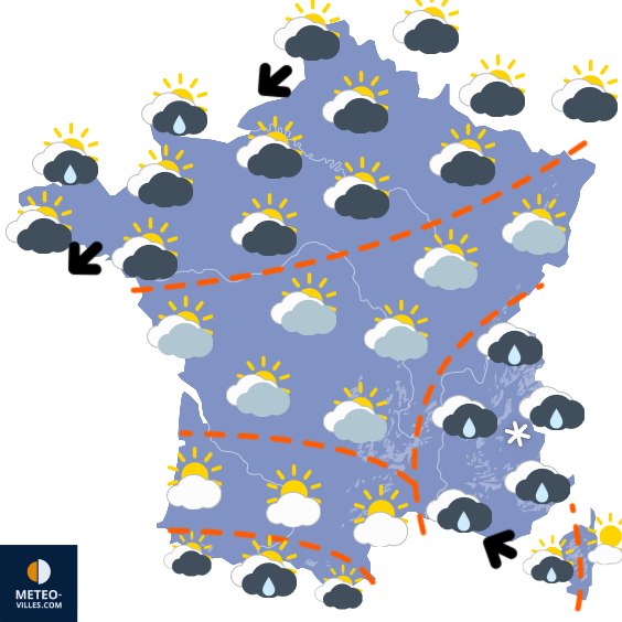 Carte de prévisions du temps du Dimanche 16 novembre 2025