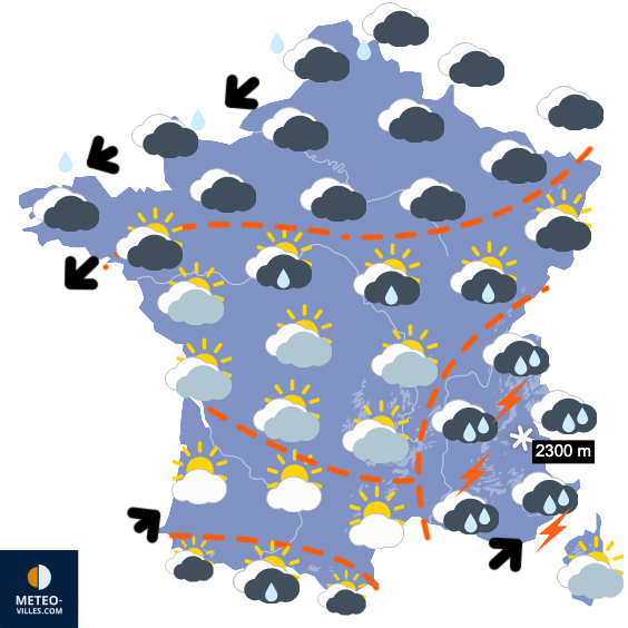 Carte de prévisions du temps du Dimanche 16 novembre 2025