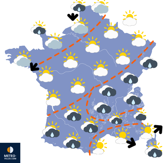 Carte de prévisions du temps du Wednesday, November 12, 2025
