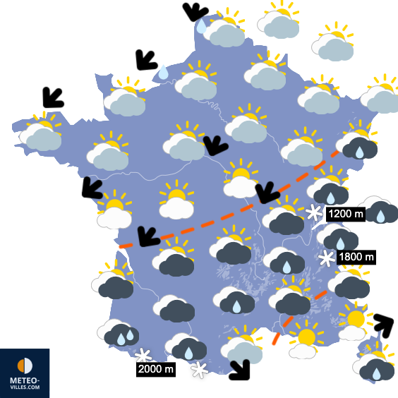 Carte de prévisions du temps du Vendredi 14 novembre 2025