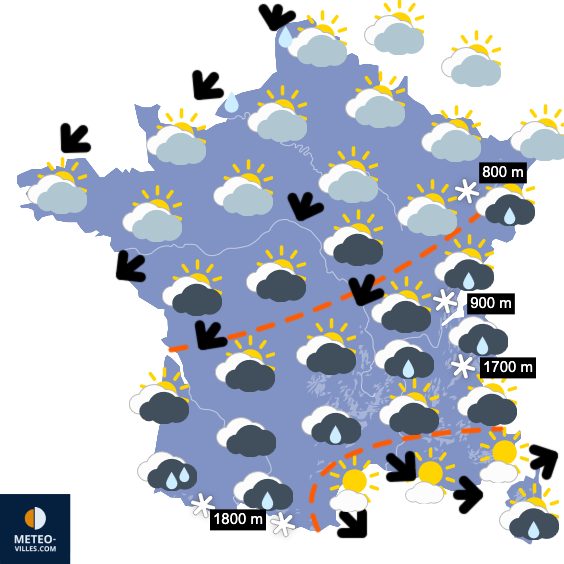 Carte de prévisions du temps du Samedi 15 novembre 2025