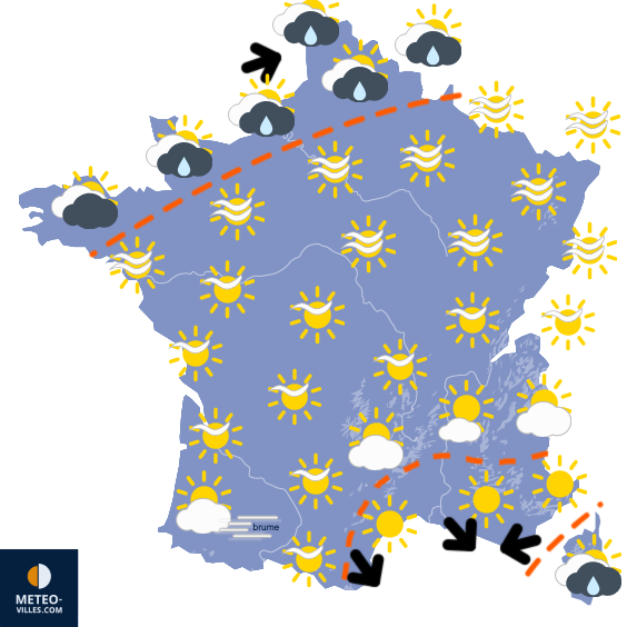 Carte de prévisions du temps du Lundi 17 novembre 2025