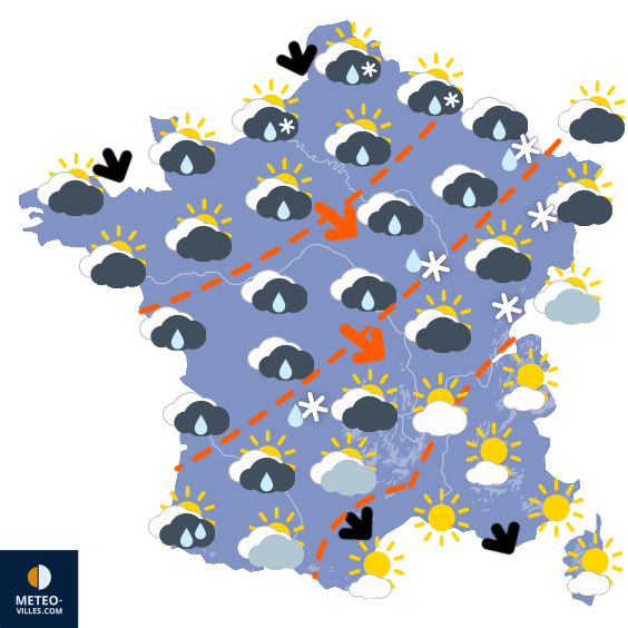Carte de prévisions du temps du Dimanche 16 novembre 2025