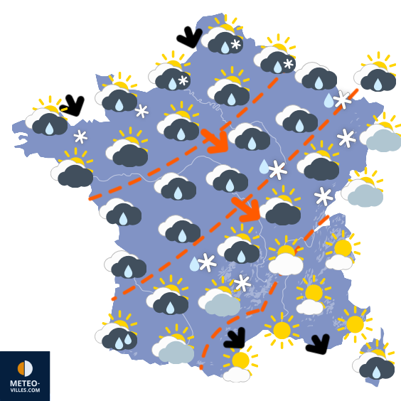 Carte de prévisions du temps du Mardi 18 novembre 2025